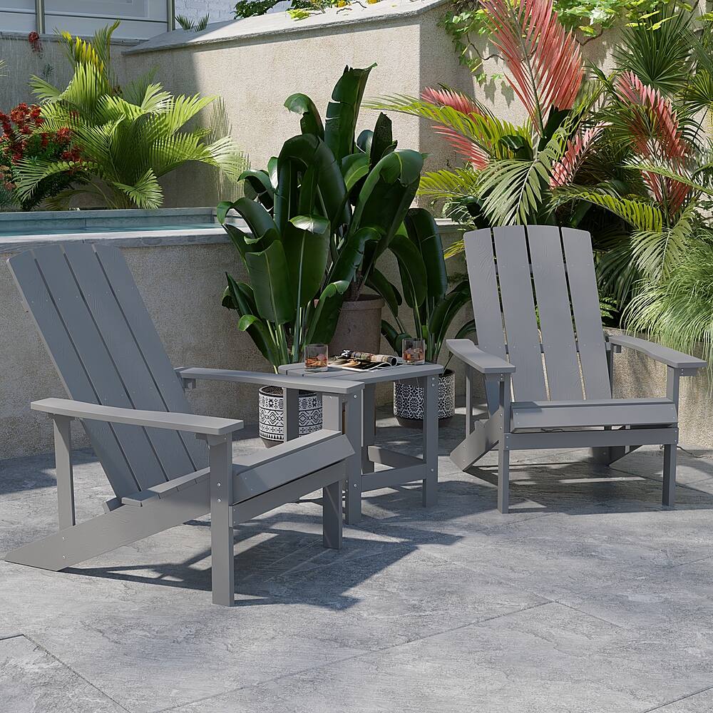 Alt View 14. Alamont Home - Charlestown Indoor/Outdoor Adirondack Style Side Table and 2 Chair Set - Gray.