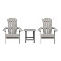 Alamont Home - Charlestown Set of 2 Indoor/Outdoor Folding Adirondack Chairs with Side Table - Gray - Front_Zoom