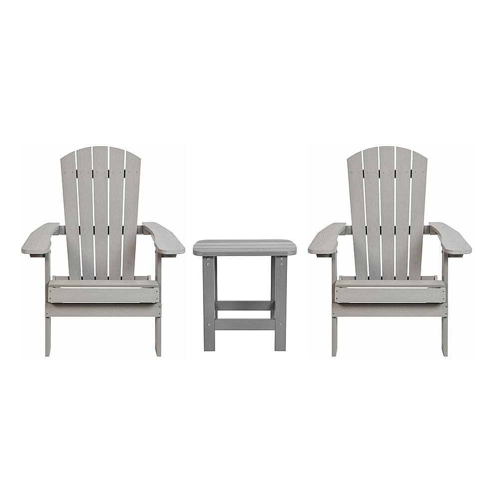 Alamont Home - Charlestown Set of 2 Indoor/Outdoor Folding Adirondack Chairs with Side Table - Gray