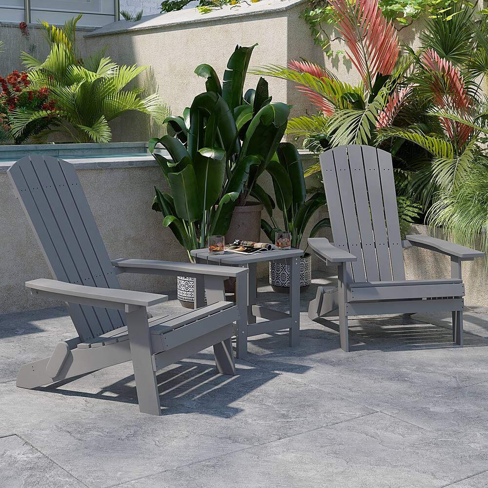 Alt View 14. Alamont Home - Charlestown Set of 2 Indoor/Outdoor Folding Adirondack Chairs with Side Table - Gray.