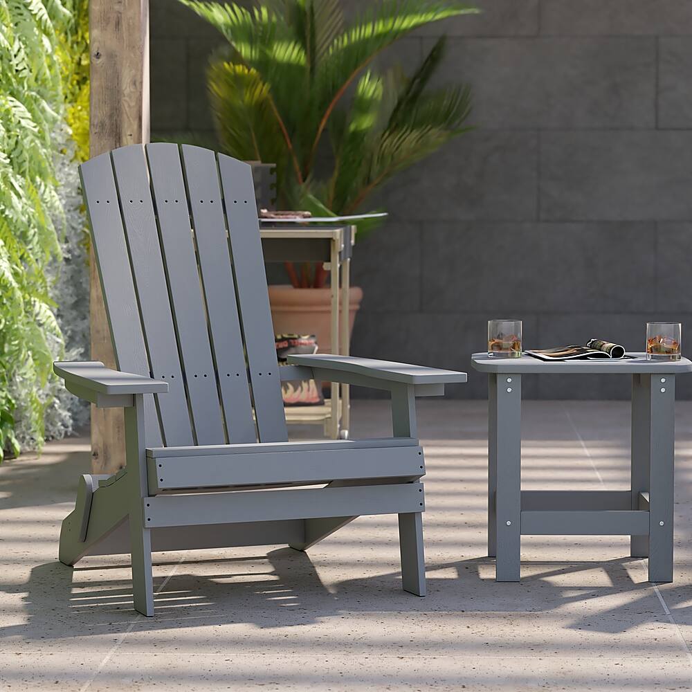 Alt View 15. Alamont Home - Charlestown Set of 2 Indoor/Outdoor Folding Adirondack Chairs with Side Table - Gray.