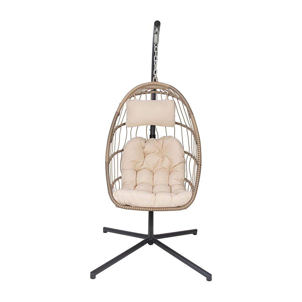 Alt View 11. Alamont Home - Cleo Foldable Hanging Egg Chair with Included C-Stand and Cushions - Natural.