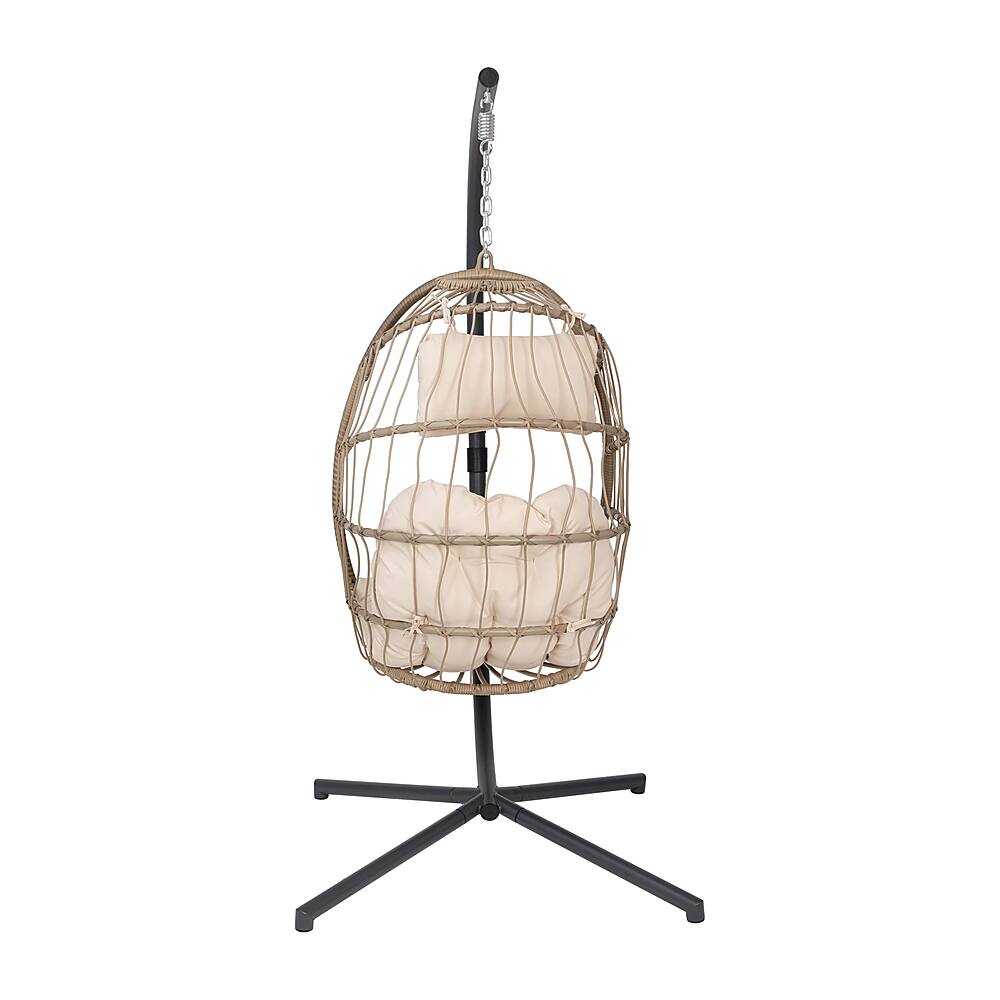 Alt View 17. Alamont Home - Cleo Foldable Hanging Egg Chair with Included C-Stand and Cushions - Natural.
