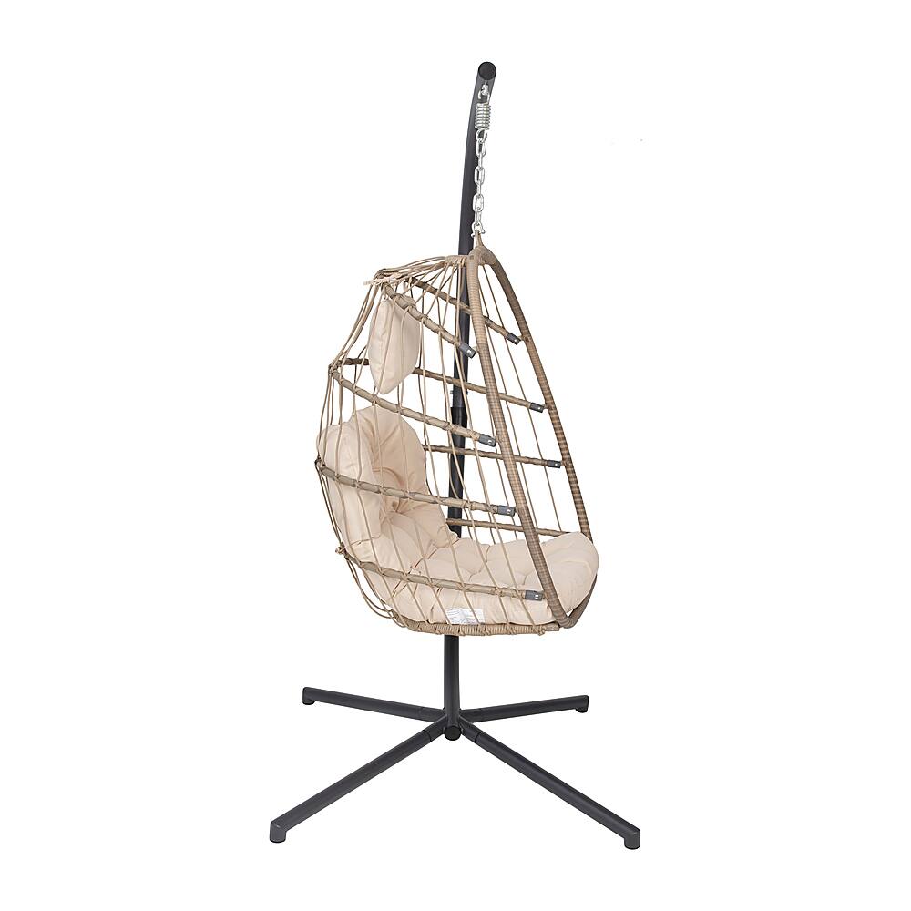 Alt View 19. Alamont Home - Cleo Foldable Hanging Egg Chair with Included C-Stand and Cushions - Natural.
