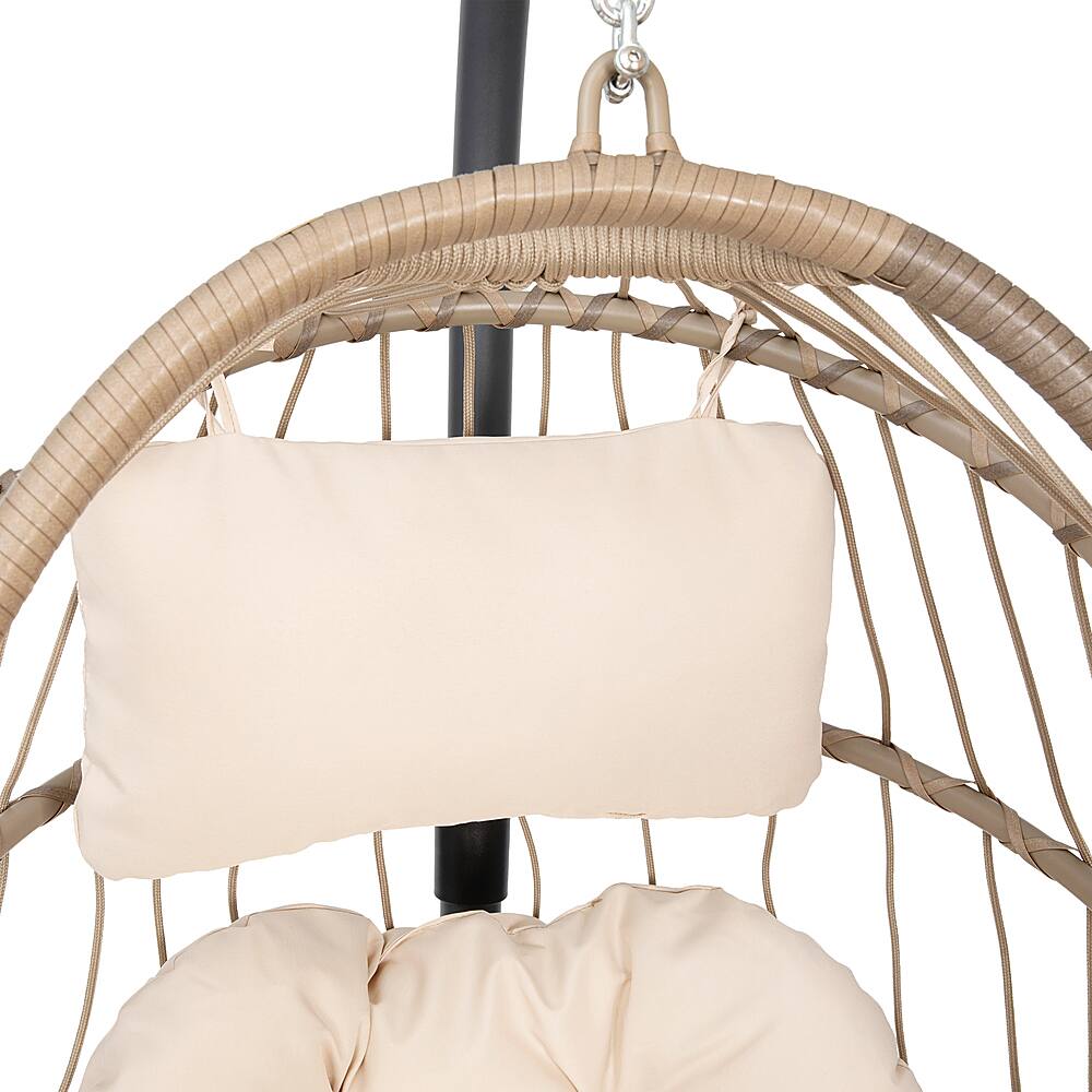 Alt View 20. Alamont Home - Cleo Foldable Hanging Egg Chair with Included C-Stand and Cushions - Natural.
