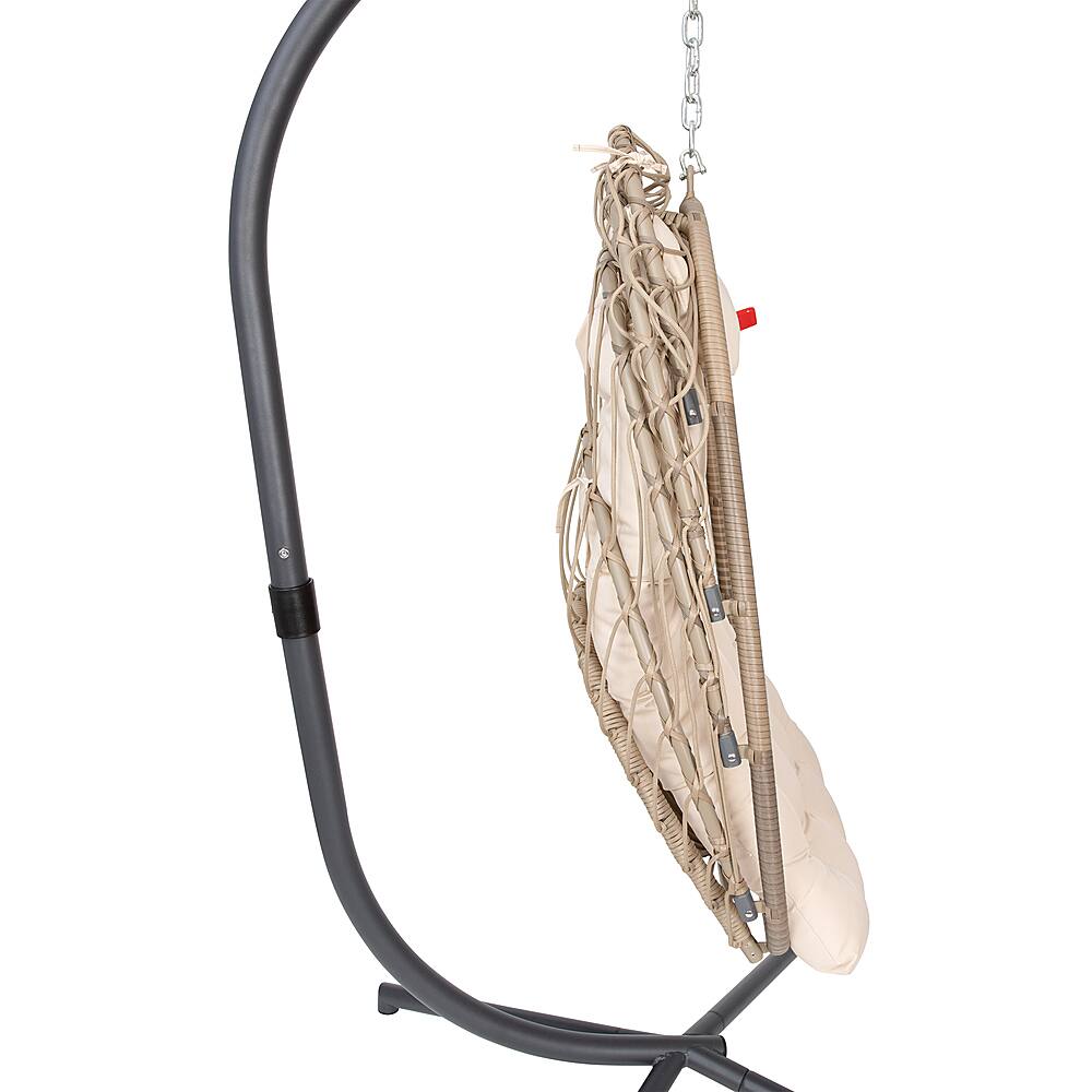 Alt View 22. Alamont Home - Cleo Foldable Hanging Egg Chair with Included C-Stand and Cushions - Natural.