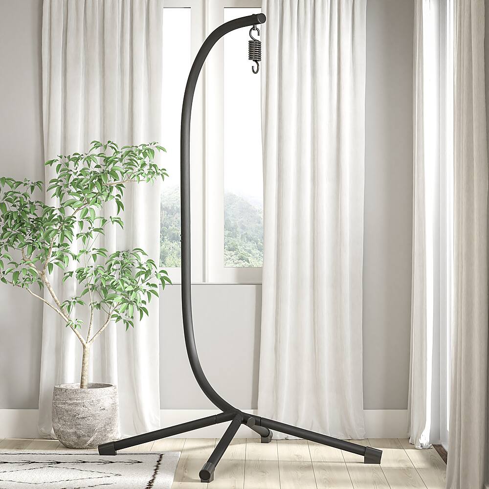 Alt View 12. Alamont Home - Harvo Commercial All-Weather Steel Hanging Chair C Stand with Included Hardware - Black.