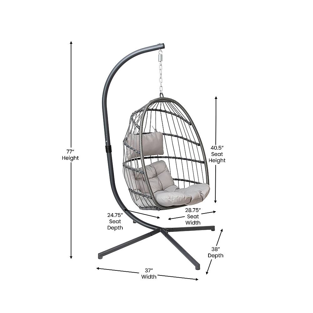 Alt View 13. Alamont Home - Cleo Foldable Hanging Egg Chair with Included C-Stand and Cushions - Gray.