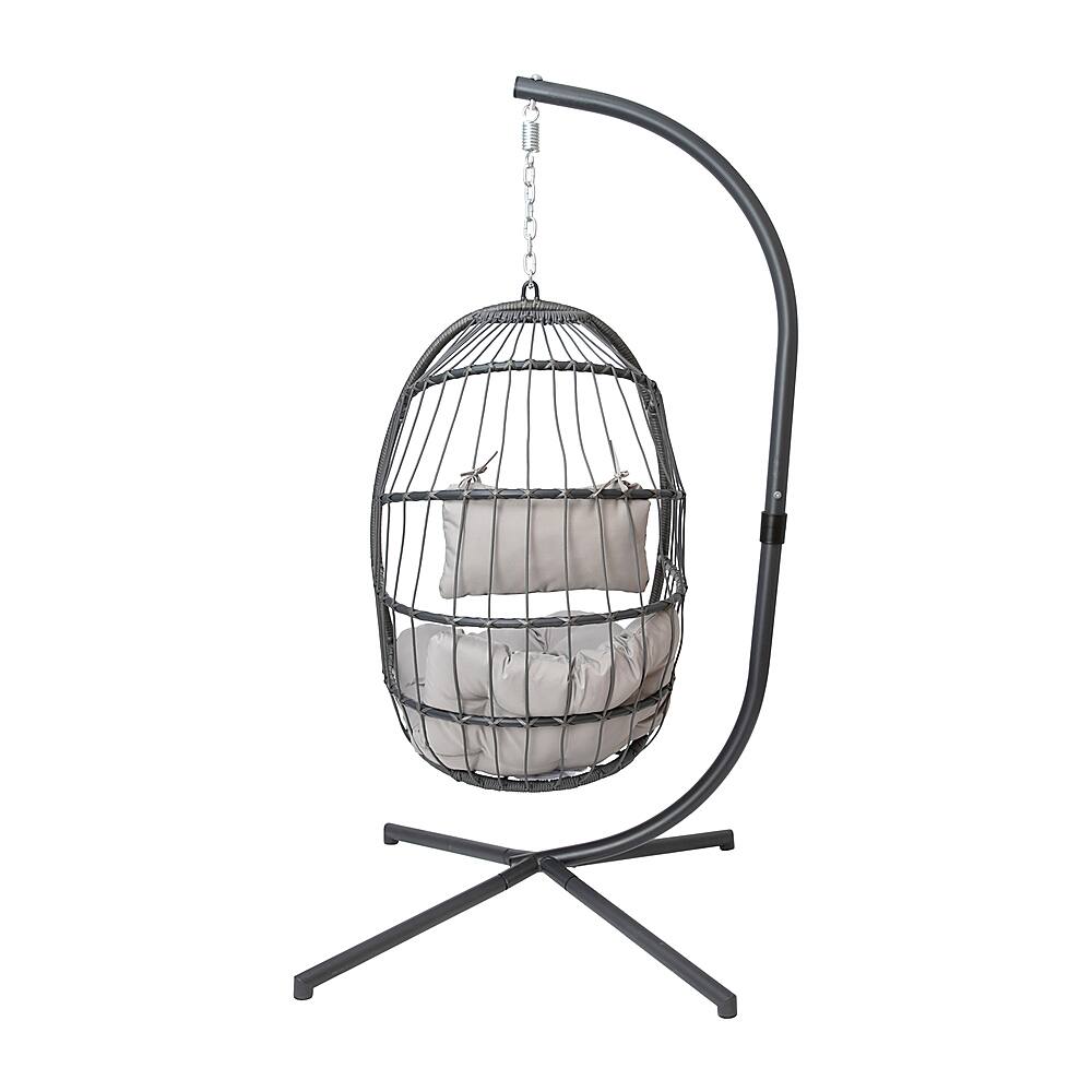 Alt View 17. Alamont Home - Cleo Foldable Hanging Egg Chair with Included C-Stand and Cushions - Gray.