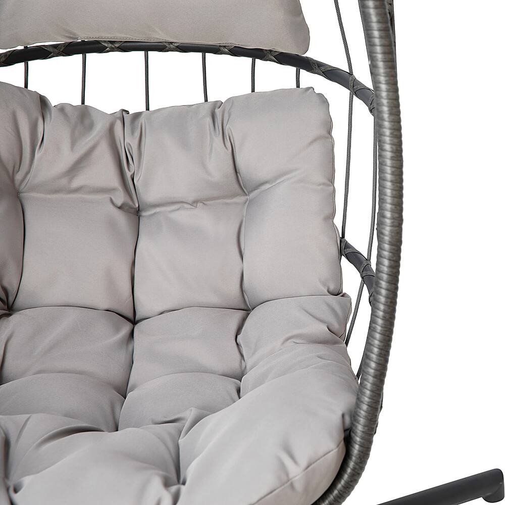 Alt View 18. Alamont Home - Cleo Foldable Hanging Egg Chair with Included C-Stand and Cushions - Gray.