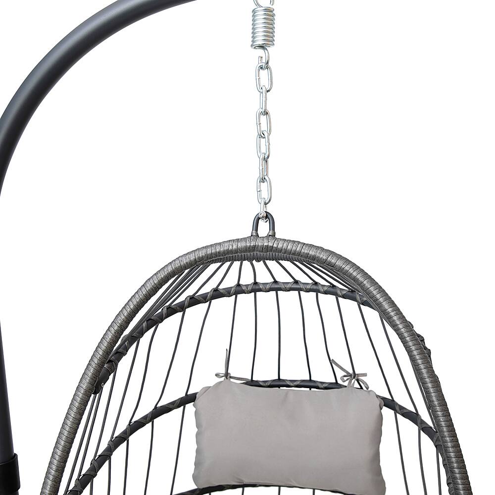 Alt View 20. Alamont Home - Cleo Foldable Hanging Egg Chair with Included C-Stand and Cushions - Gray.