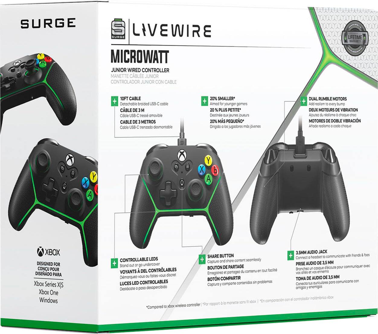 Alt View 17. Surge Gaming - Surge Livewire Microwatt Junior Controller - Black.
