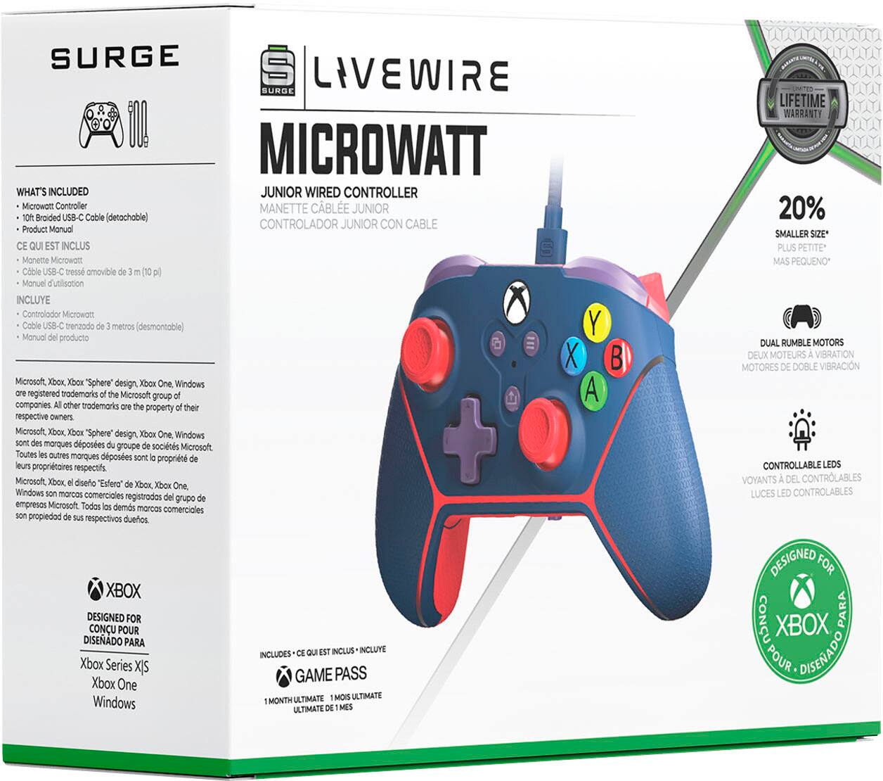 Alt View 16. Surge Gaming - Surge Livewire Microwatt Junior Controller - Blue.