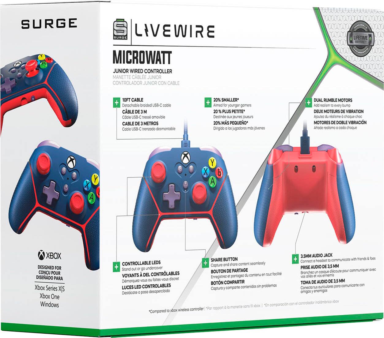 Alt View 17. Surge Gaming - Surge Livewire Microwatt Junior Controller - Blue.
