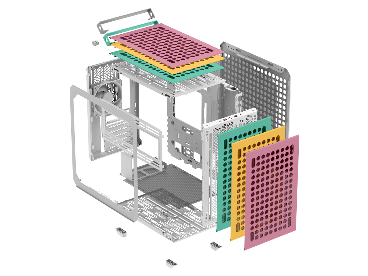 Alt View 1. Cooler Master - Cooler Master QUBE 500 Macaron ATX Gaming Case, Mint/Pink/Cream, Tempered Glass, USB-C, Handle (Q500-DGNN-S00) - Mint.
