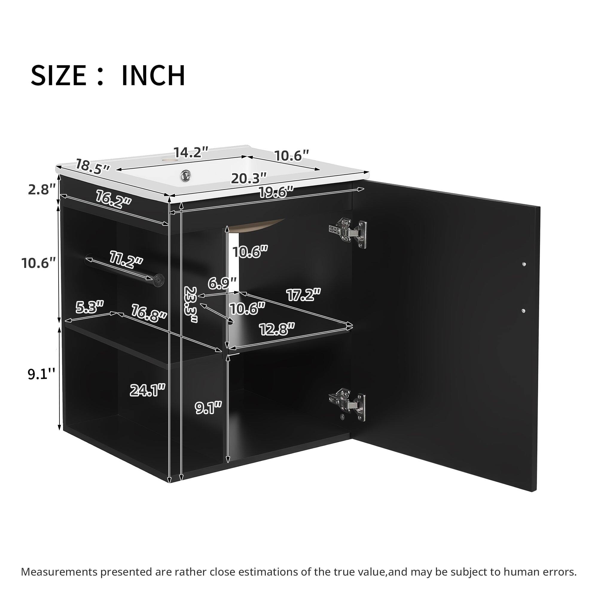 SIZE: INCH

18.5" 2.8" 16.2" 14.2" 10.6" 20.3" 19.6" 10.6" 11.2" 6.9" 23" 17.2" 5.3" 16.8" 3" 10.6" 12.8" 9.1" 24.1" 9.1"

Measurements presented are rather close estimations of the true value, and may be subject to human errors.