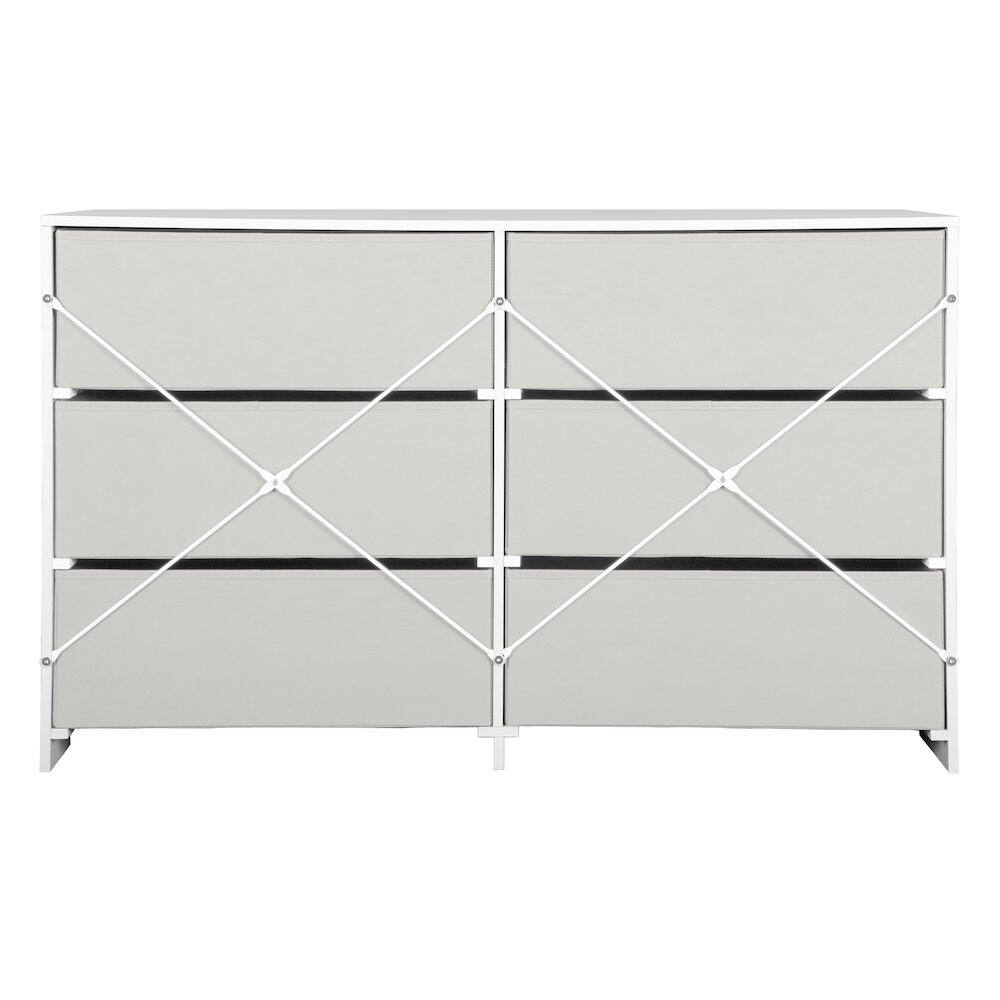 Alt View 3. Techni Home - 6-Drawer Dresser with Large Fabric Drawers, White - White.