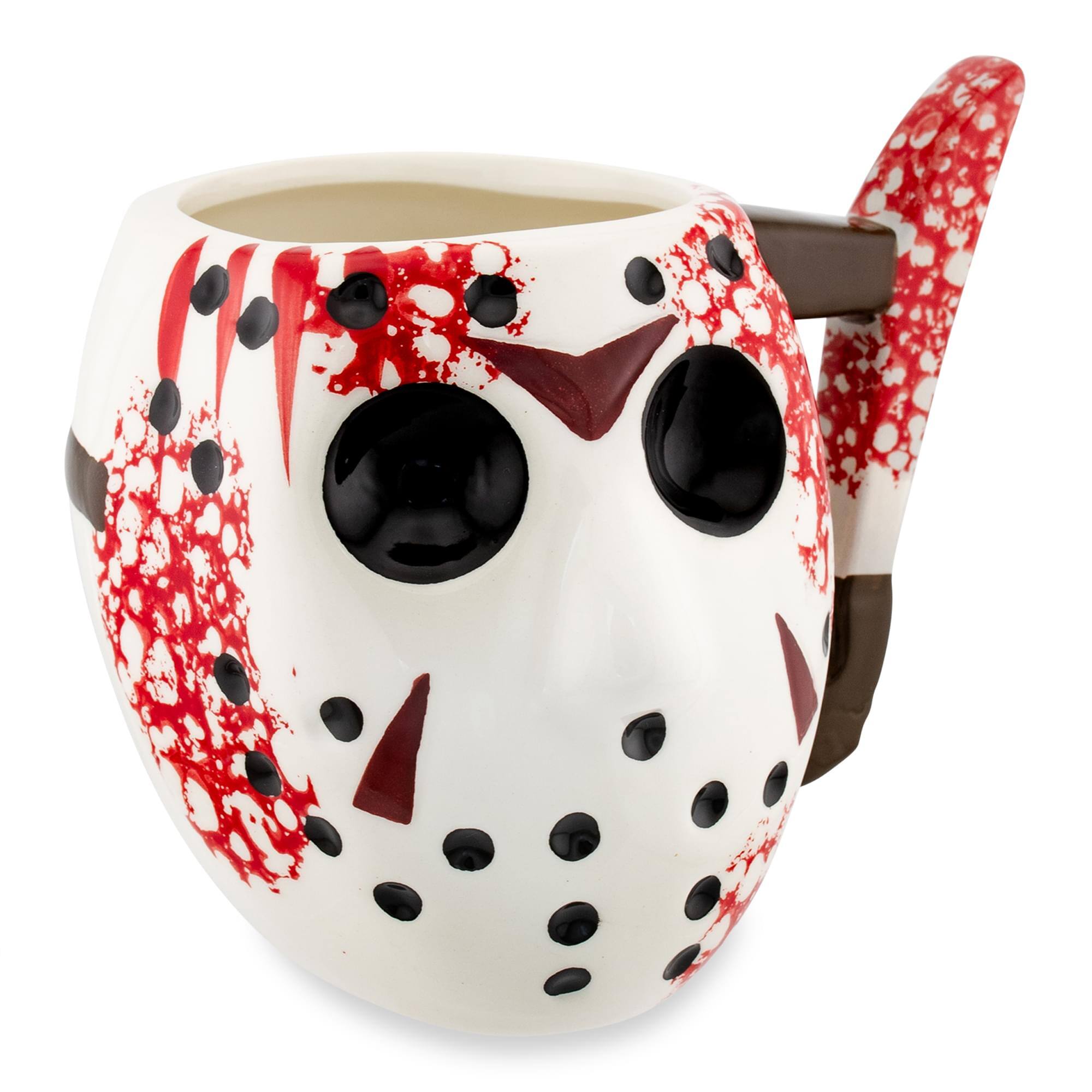 Alt View 1. Silver Buffalo - Friday the 13th Jason's Mask 3D Sculpted Ceramic Mug | Holds 20 Ounces - White.