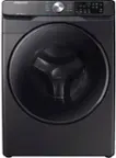 Front. Samsung - Open Box 4.5 Cu. Ft. 10-Cycle High-Efficiency Front-Loading Washer with Steam - Black Stainless Steel.