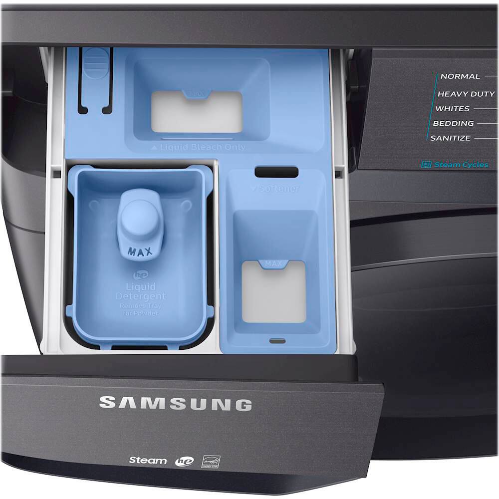 Alt View 14. Samsung - Open Box 4.5 Cu. Ft. 10-Cycle High-Efficiency Front-Loading Washer with Steam - Black Stainless Steel.