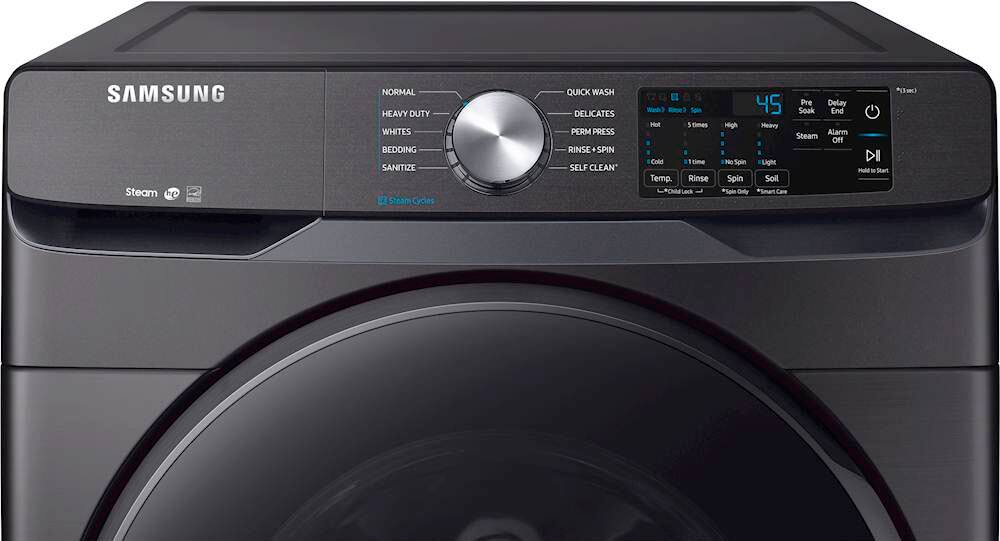 Alt View 2. Samsung - Open Box 4.5 Cu. Ft. 10-Cycle High-Efficiency Front-Loading Washer with Steam - Black Stainless Steel.