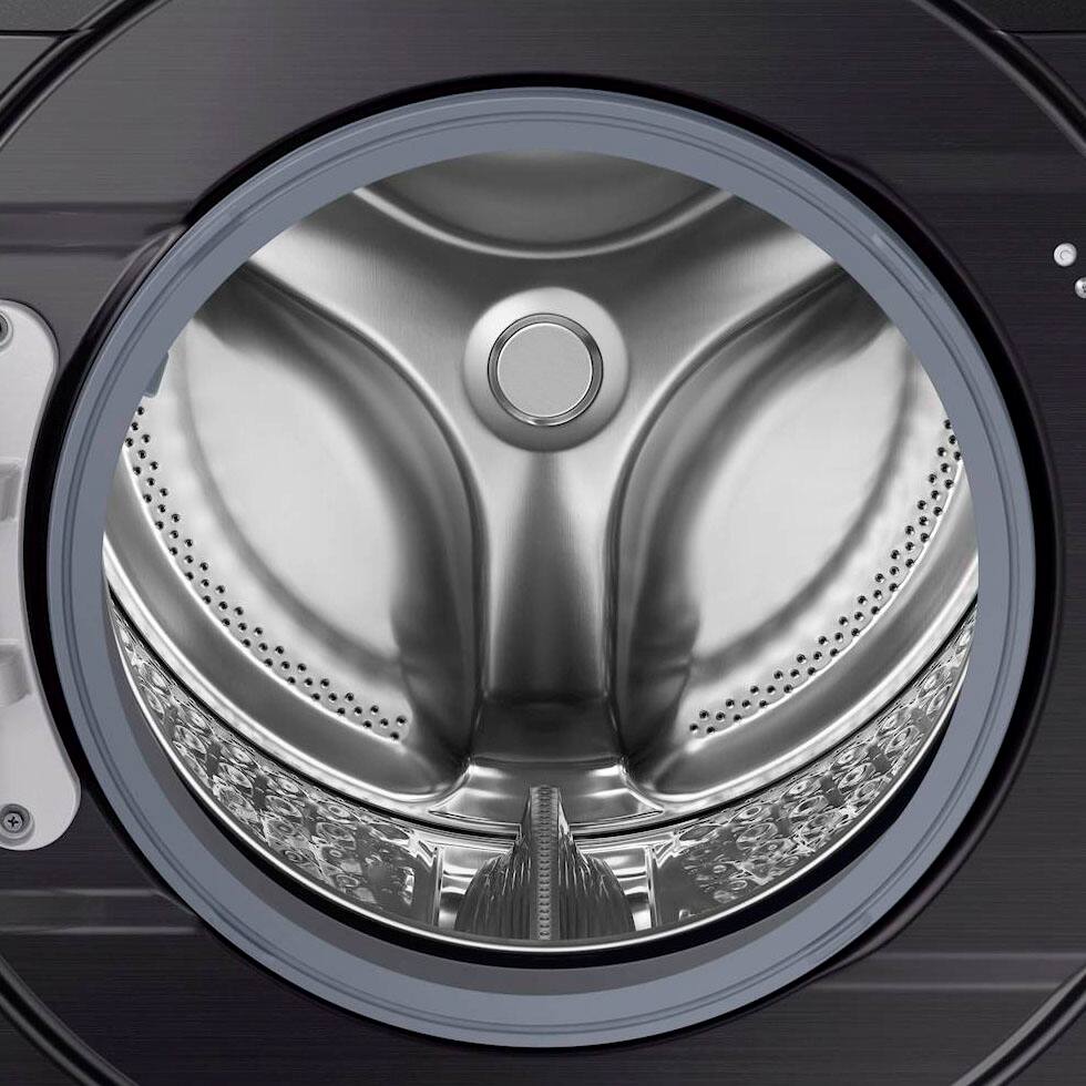 Alt View 4. Samsung - Open Box 4.5 Cu. Ft. 10-Cycle High-Efficiency Front-Loading Washer with Steam - Black Stainless Steel.