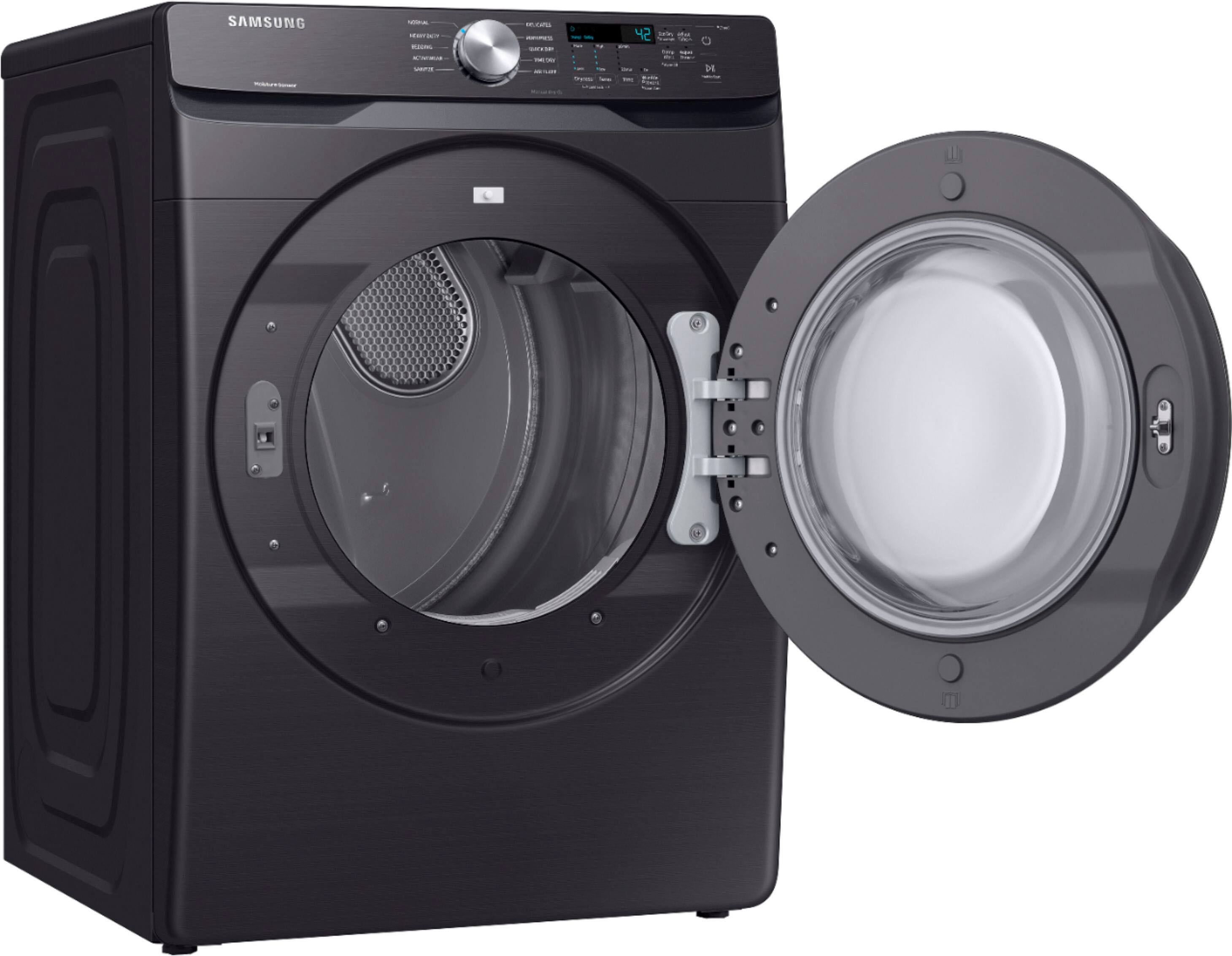 Alt View 16. Samsung - Open Box 7.5 Cu. Ft. Stackable Electric Dryer with Sensor Dry - Black Stainless Steel.
