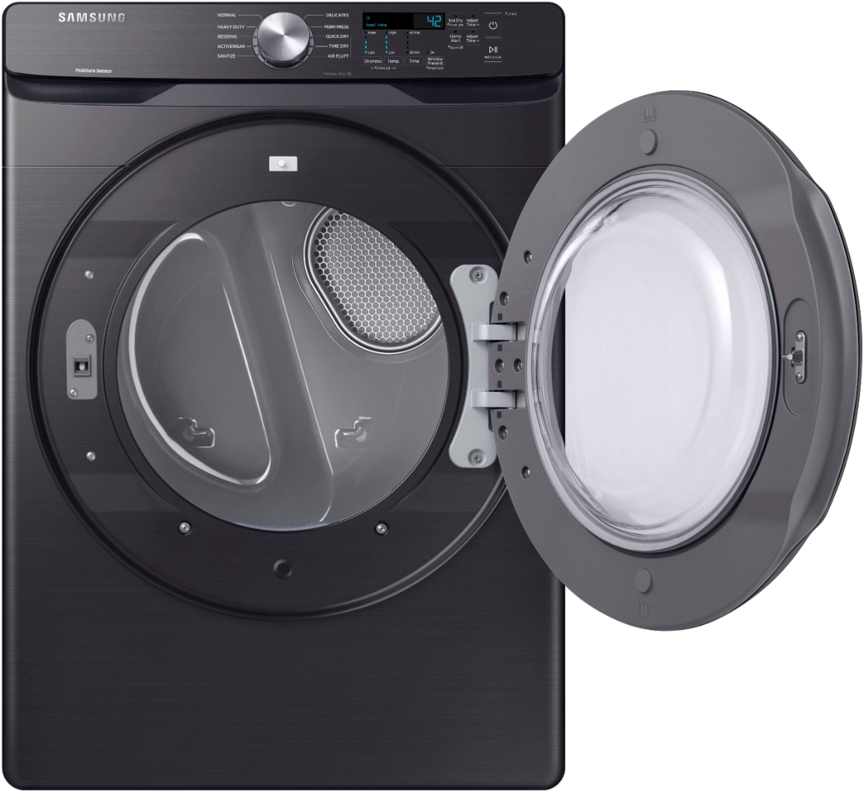 Alt View 18. Samsung - Open Box 7.5 Cu. Ft. Stackable Electric Dryer with Sensor Dry - Black Stainless Steel.