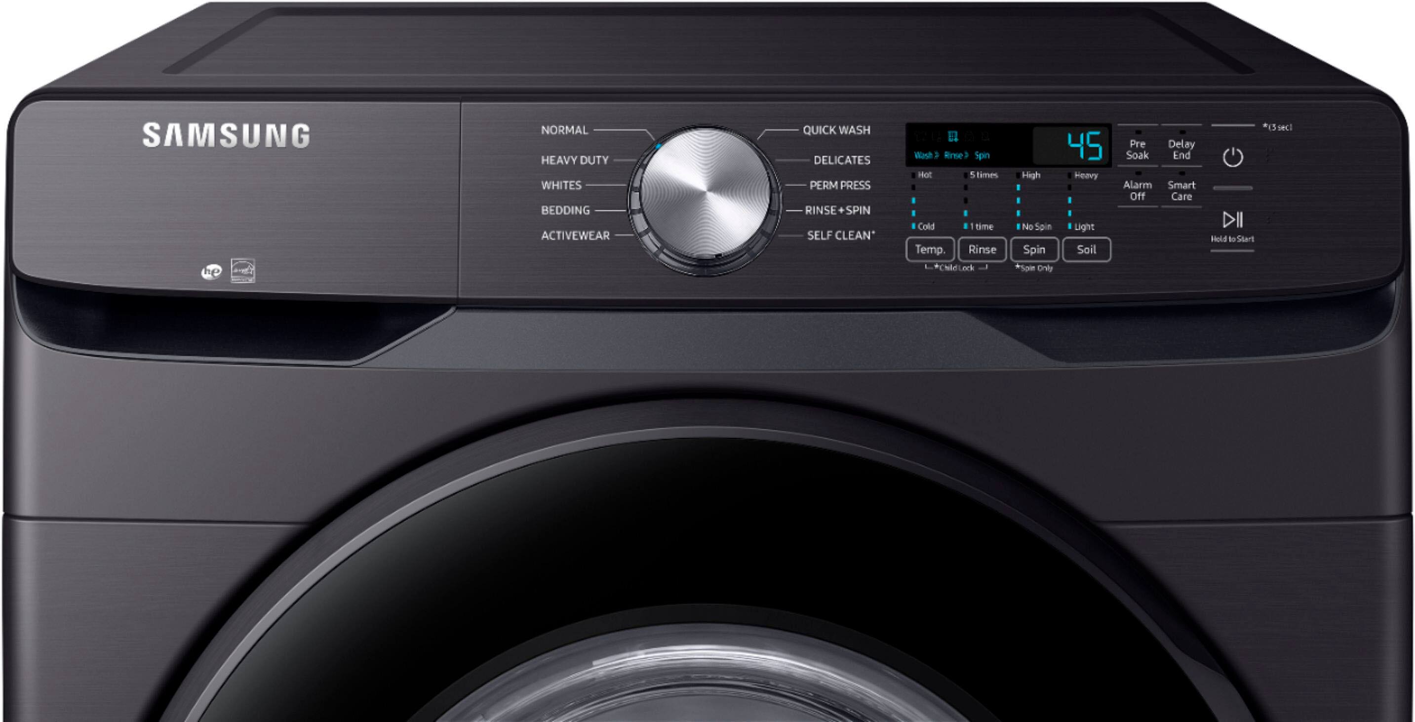 Alt View 11. Samsung - Open Box 4.5 Cu. Ft. High Efficiency Stackable Front Load Washer with Steam and Vibration Reduction Technology+ - Black Stainless Steel.