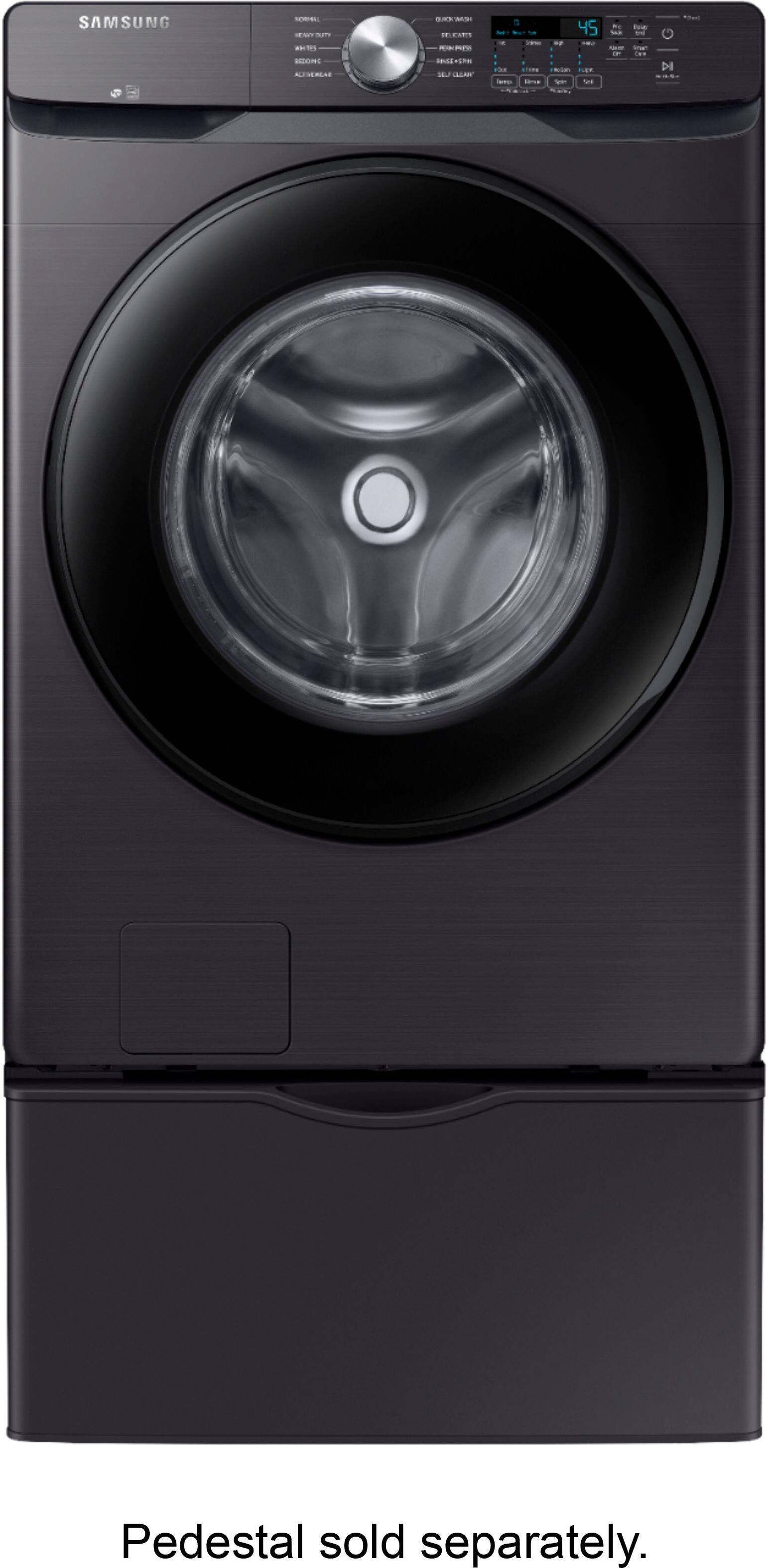 Alt View 12. Samsung - Open Box 4.5 Cu. Ft. High Efficiency Stackable Front Load Washer with Steam and Vibration Reduction Technology+ - Black Stainless Steel.