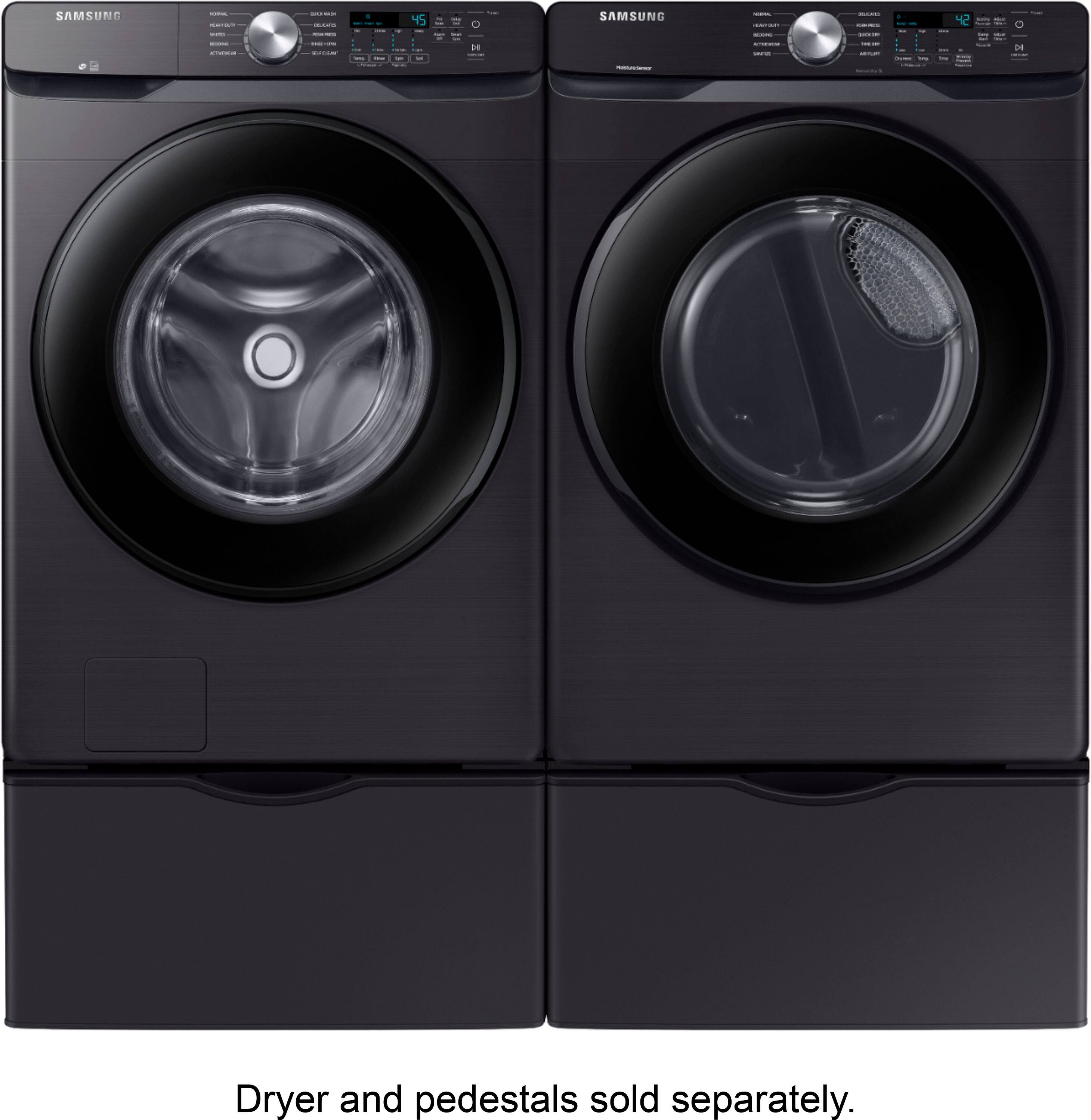 Alt View 14. Samsung - Open Box 4.5 Cu. Ft. High Efficiency Stackable Front Load Washer with Steam and Vibration Reduction Technology+ - Black Stainless Steel.