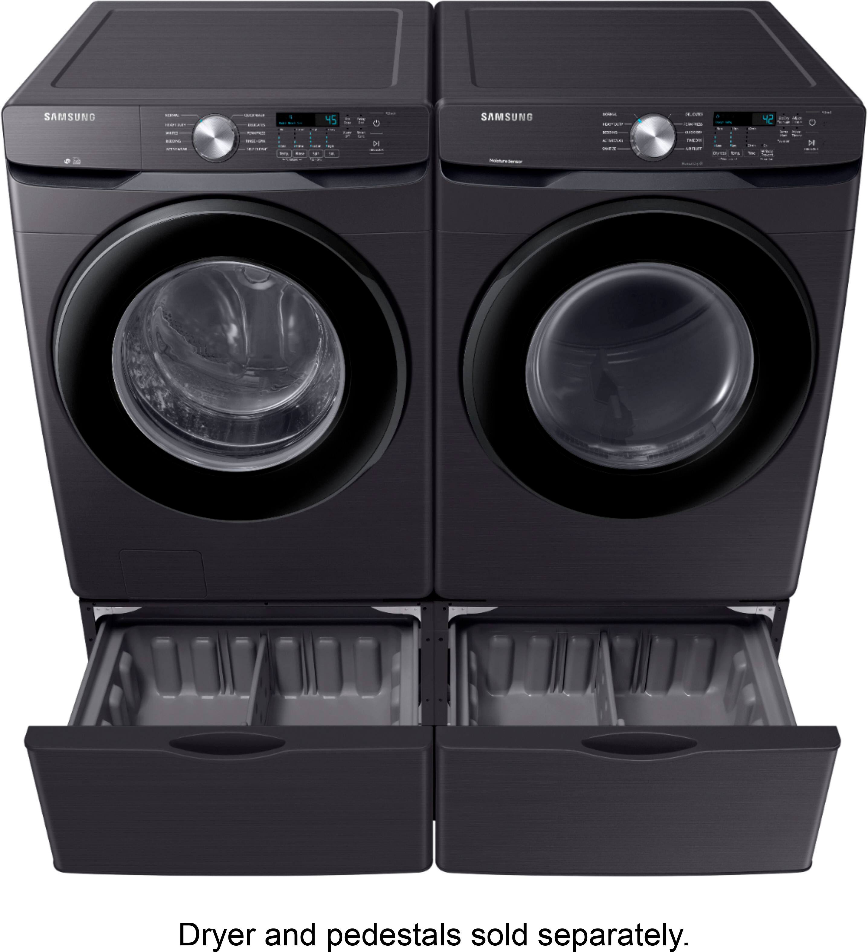 Alt View 16. Samsung - Open Box 4.5 Cu. Ft. High Efficiency Stackable Front Load Washer with Steam and Vibration Reduction Technology+ - Black Stainless Steel.