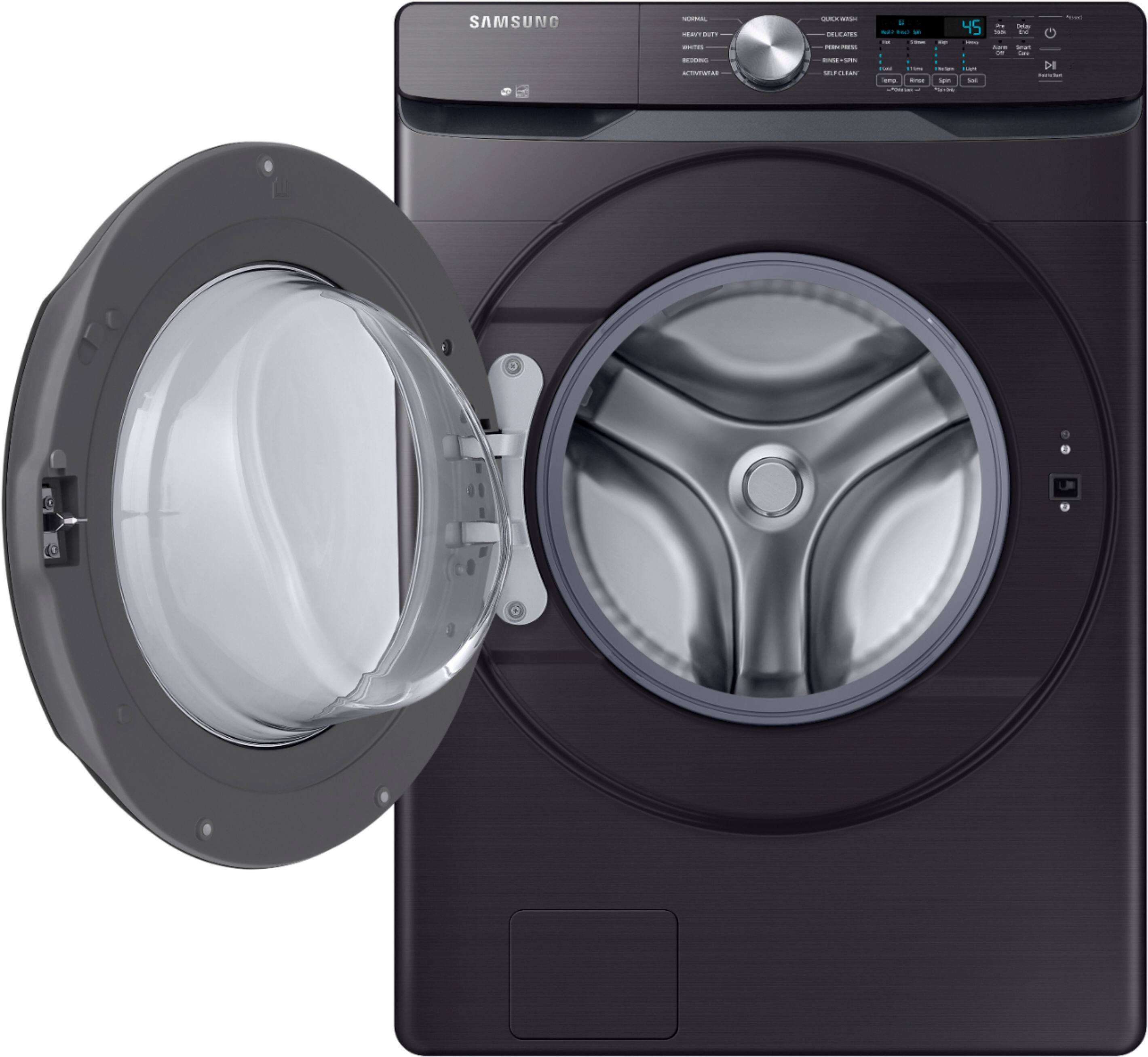 Alt View 19. Samsung - Open Box 4.5 Cu. Ft. High Efficiency Stackable Front Load Washer with Steam and Vibration Reduction Technology+ - Black Stainless Steel.