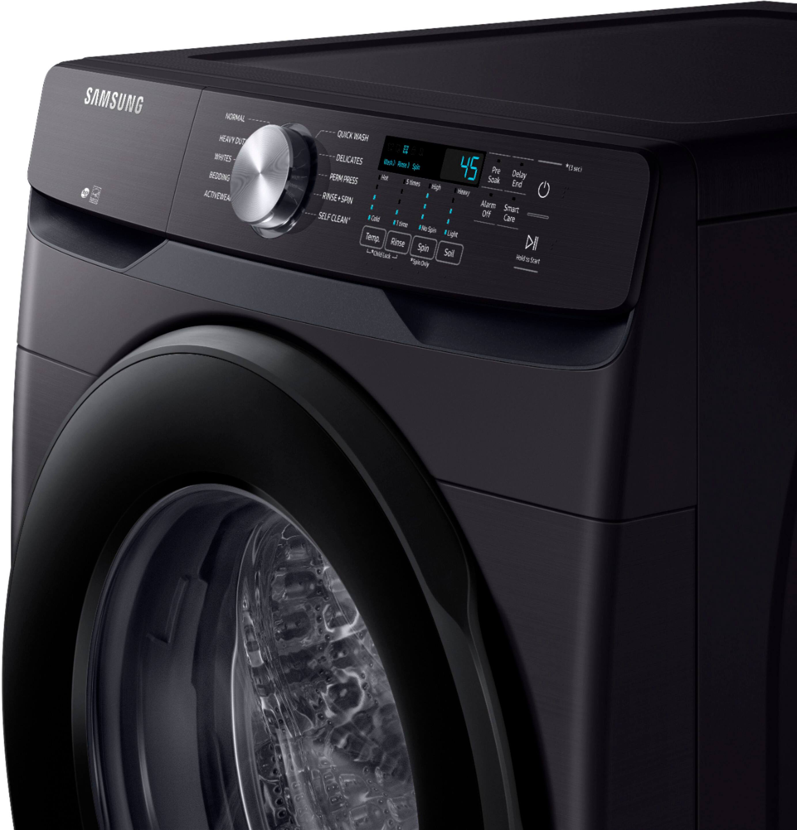 Alt View 20. Samsung - Open Box 4.5 Cu. Ft. High Efficiency Stackable Front Load Washer with Steam and Vibration Reduction Technology+ - Black Stainless Steel.