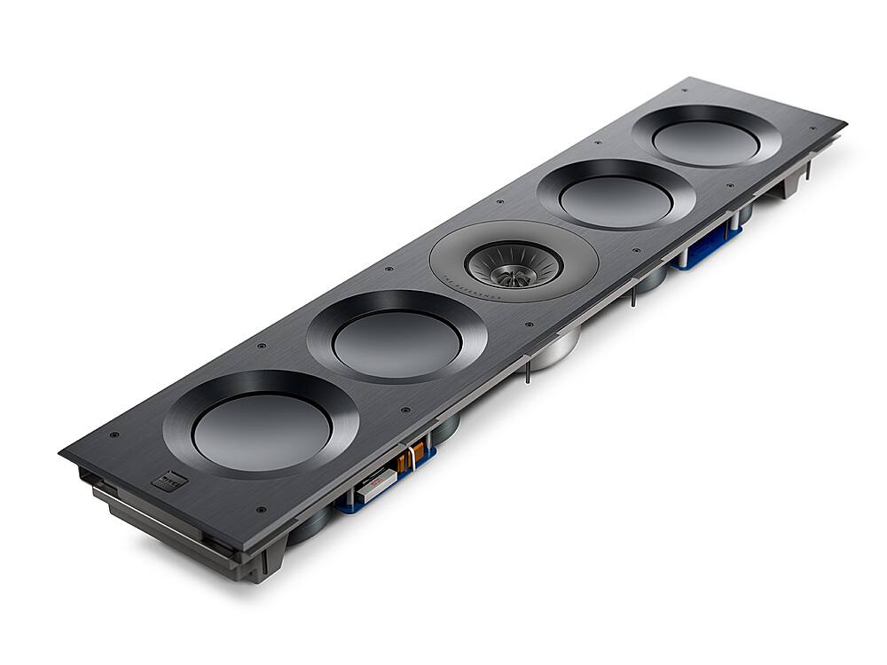 Angle. KEF - Ci5160REFM-THX In Wall Speaker (Each) - Black with gray driver.