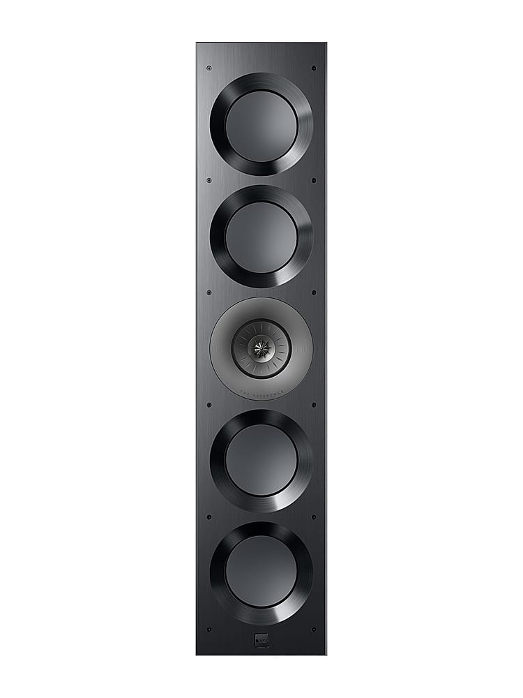 Front. KEF - Ci5160REFM-THX In Wall Speaker (Each) - Black with gray driver.