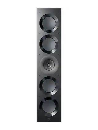 Front. KEF - Ci5160REFM-THX In Wall Speaker (Each) - Black with gray driver.