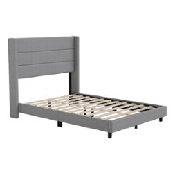 Flash Furniture - Hollis Full Size Upholstered Platform Bed with Wingback Headboard - Gray - Front_Zoom