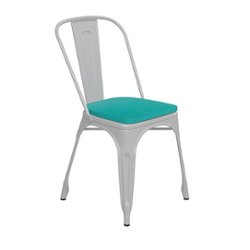 Flash Furniture - Perry All-Weather Commercial Stack Chair & Poly Resin Seat - White/Mint - White/Mint Green - Front_Zoom
