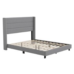 Flash Furniture - Hollis Queen Size Upholstered Platform Bed with Wingback Headboard - Gray - Front_Zoom