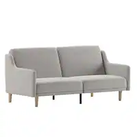 Alamont Home - Split Back Futon Sofa with Curved Arms and Solid Wood Legs - Gray - Front_Zoom