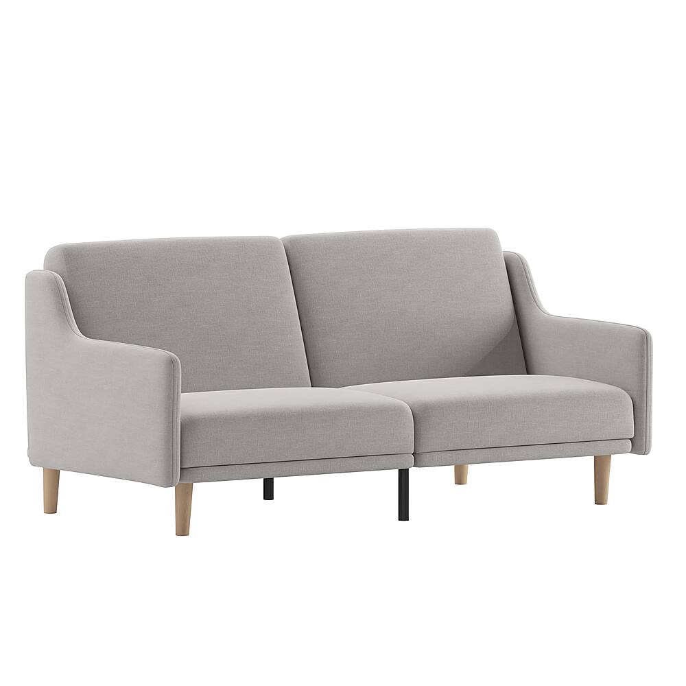 Front. Alamont Home - Split Back Futon Sofa with Curved Arms and Solid Wood Legs - Gray.