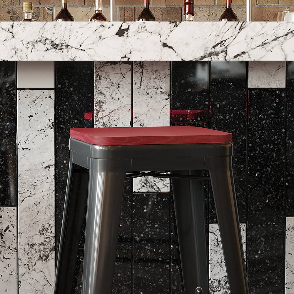 Alt View 13. Alamont Home - All-Weather Polyresin Seat for Colorful Metal Stools and Chairs (Set of 4) - Red.