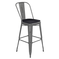 Flash Furniture - Lincoln Indoor Bar Height Stool with Poly Resin Colorful Seat - Clear Coated/Black - Front_Zoom