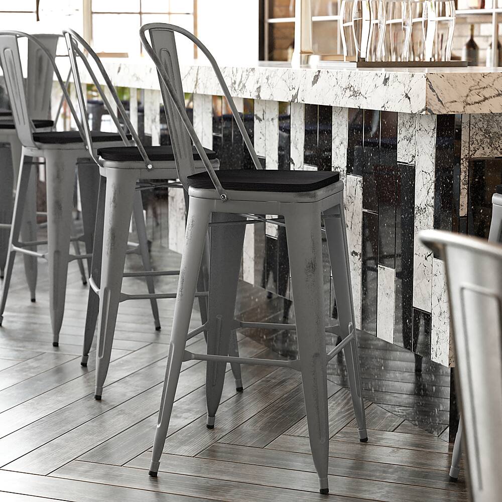 Alt View 12. Alamont Home - Lincoln Contemporary Resin Bar Height Stool - Clear Coated/Black.