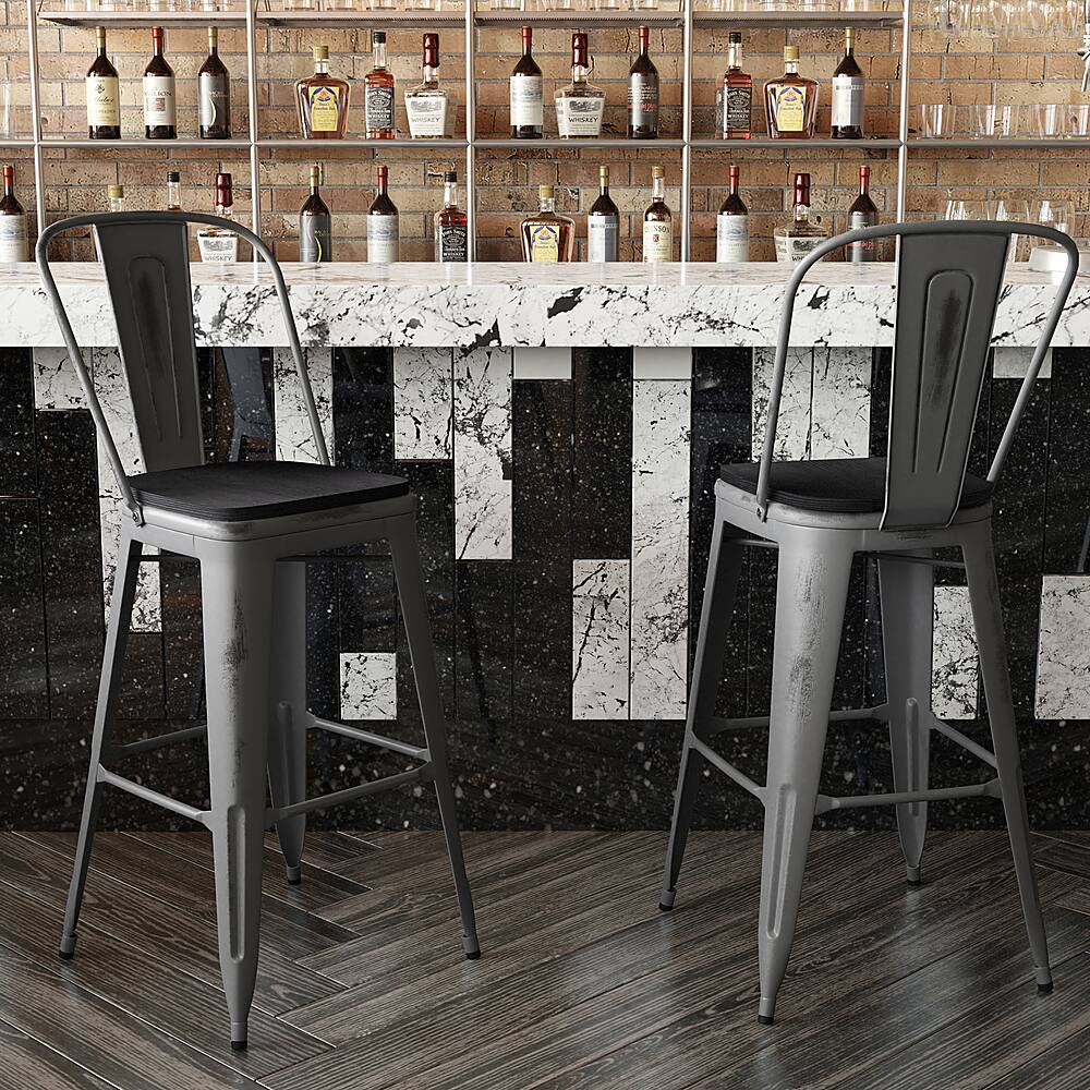 Alt View 15. Alamont Home - Lincoln Contemporary Resin Bar Height Stool - Clear Coated/Black.