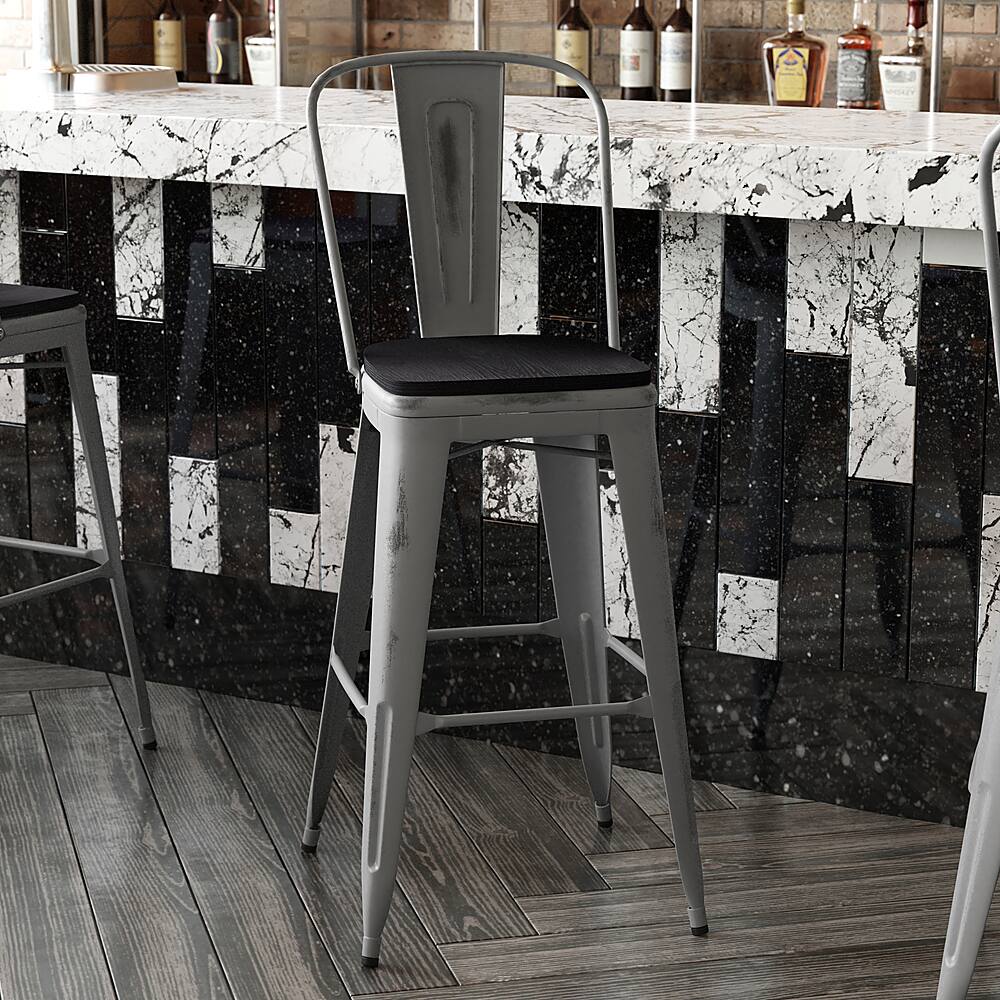 Alt View 16. Alamont Home - Lincoln Contemporary Resin Bar Height Stool - Clear Coated/Black.