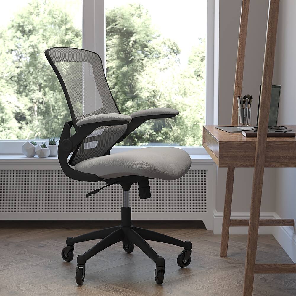 Alt View 11. Alamont Home - Kelista Ergonomic Swivel Task Chair with Roller Wheels & Flip Up Arms - Gray Mesh - Dark Gray Mesh.