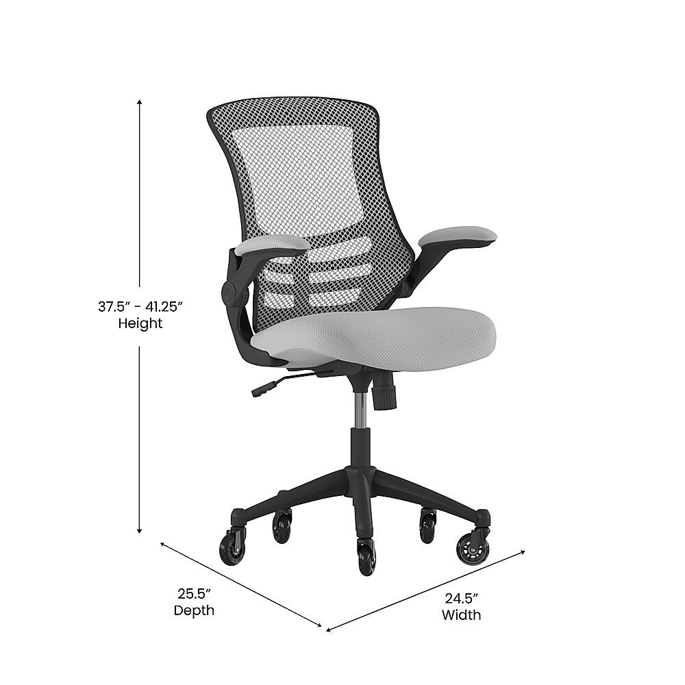 Alt View 12. Alamont Home - Kelista Ergonomic Swivel Task Chair with Roller Wheels & Flip Up Arms - Gray Mesh - Dark Gray Mesh.