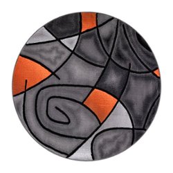 Flash Furniture - Jubilee Collection Abstract Style Round Accent Area Rug with Orange and Gray Design - 5' x 5' - Orange - Front_Zoom